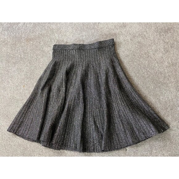 Carmen Marc Valvo Metallic Pleated Skirt Black & Silver Small - Picture 2 of 8